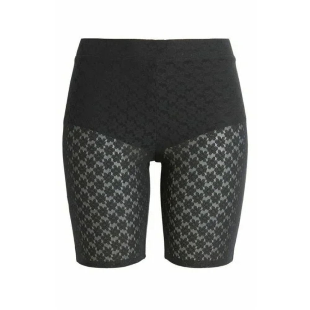 Open Edit Biker Shorts Black Floral Print Sheer Lace sz. XS